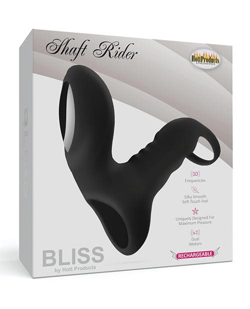Bliss Shaft Rider Vibrating Cock Ring Sleeve - Black - Casual Toys