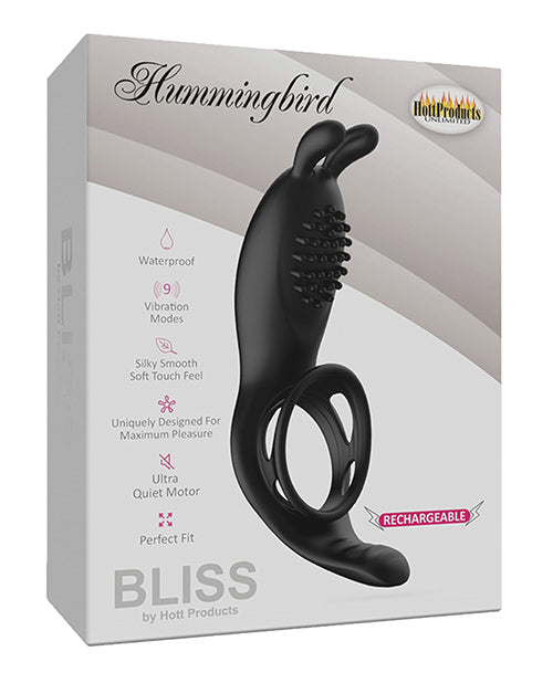 Bliss Hummingbird Vibrating Cock Ring - Black - Casual Toys