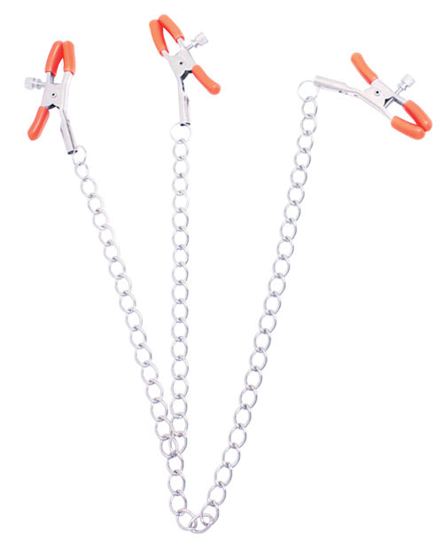 The 9's Orange Is The New Black Triple Your Pleasure Clamps & Chain - Casual Toys