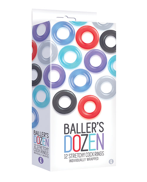 The 9's Baller's Dozen Original 12pc Cockring Set - Asst. Colors - Casual Toys