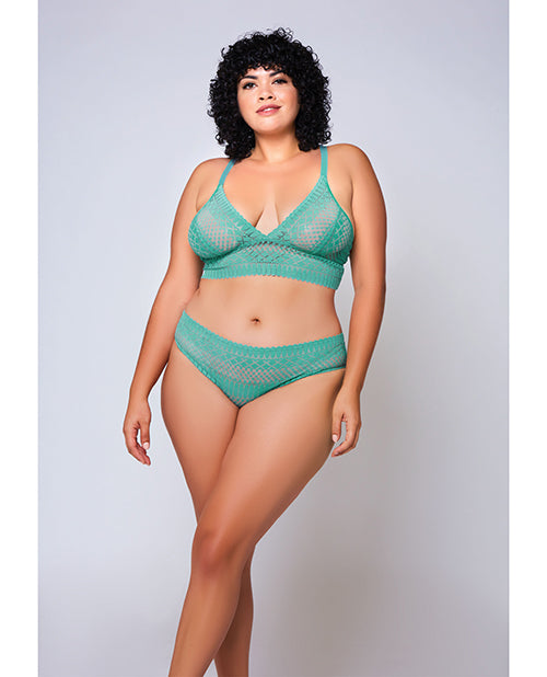 Geometric Lace Bralette & Hipster Teal - Casual Toys