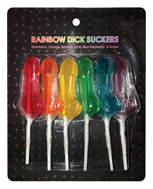Rainbow Dick Suckers - Asst. Colors-flavors Pack Of 6 - Casual Toys