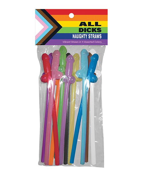 All Dicks Naughty Straws - Asst. Colors Pack Of 11 - Casual Toys