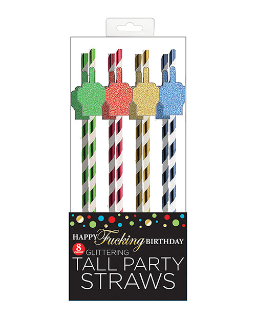 Happy Fucking Birthday Tall Straws - Pack Of 8 - Casual Toys