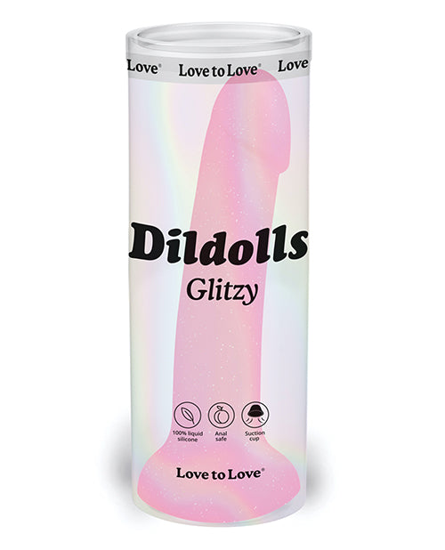 Love To Love Curved Suction Cup Dildolls Glitzy - Glitter Pink - Casual Toys