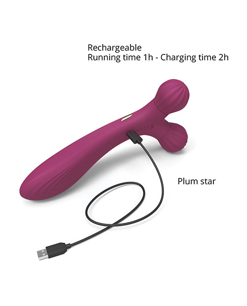 Love To Love Fireball Forked Vibrator - Plum Star - Casual Toys