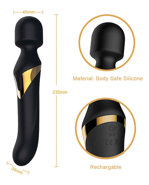 Dorcel Dual Orgasms Wand Vibrator - Black-gold - Casual Toys