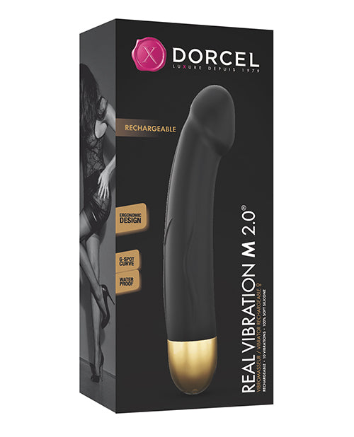 Dorcel Real Vibration M 8.6" Rechargeable Vibrator 2.0 - Black-gold - Casual Toys