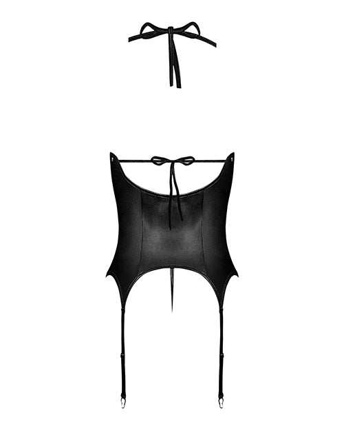 Lust Madame Corset W/metal Garters & G-string Black - Casual Toys