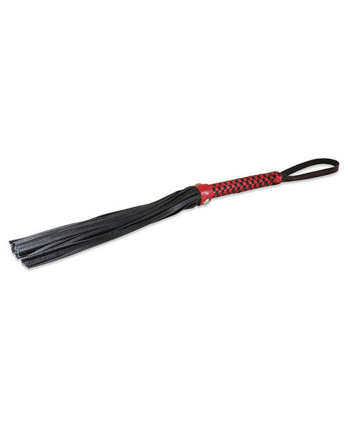 Sultra 16" Lambskin Flogger Classic Weave Grip - Black W-red Woven Handle - Casual Toys