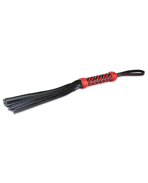 Sultra 16" Lambskin Twisted Grip Flogger - Black W-red Woven Handle - Casual Toys
