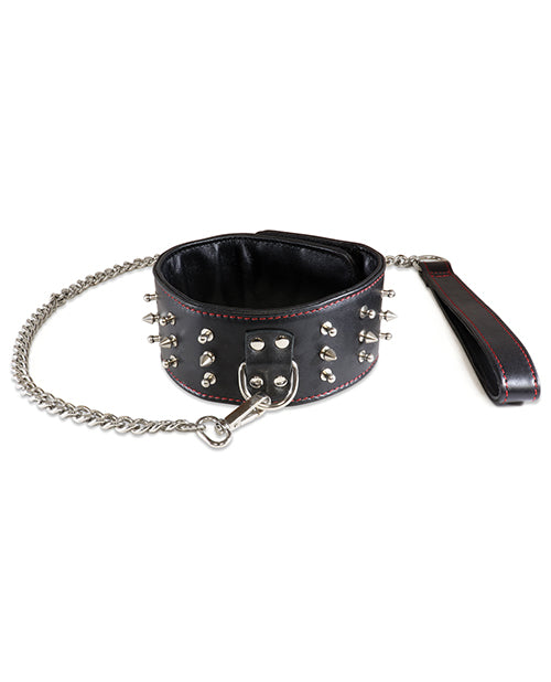 Sultra Lambskin 2 1-2" Studded Collar W-24" Chain - Black - Casual Toys