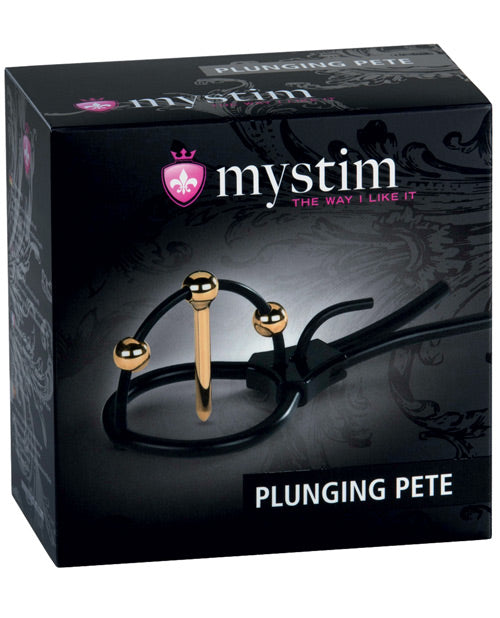 Mystim Plunging Pete W-corona Strap & Urethral Sound - Black-gold - Casual Toys