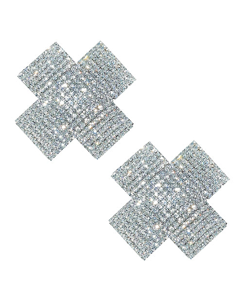 Neva Nude Cross Crystal Jewel Reusable Silicone Nipple Pasties - Clear O-s - Casual Toys