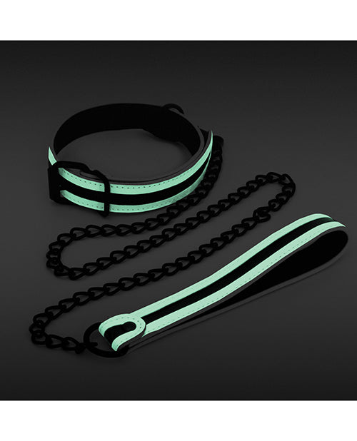 Glo Bondage Collar & Leash - Glow In The Dark - Casual Toys