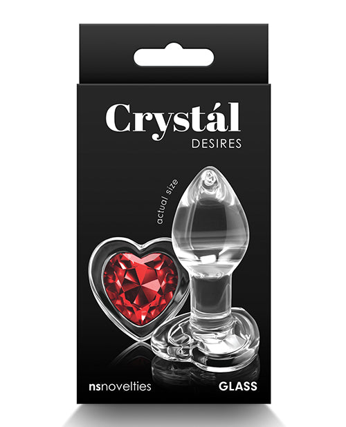 Crystal Desires Glass Heart Gem Butt Plug - Red