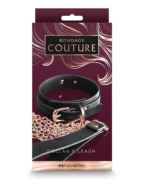 Bondage Couture Collar & Leash - Black - Casual Toys