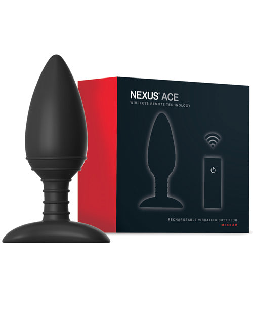 Nexus Ace Remote Control Butt Plug Medium - Black - Casual Toys