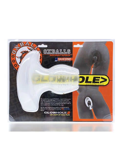 Oxballs Glowhole 1 Hollow Buttplug W-led Insert Small - Clear - Casual Toys