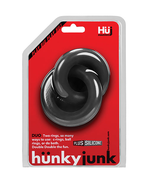 Hunky Junk Duo Linked Cock & Ball Rings - Tar - Casual Toys