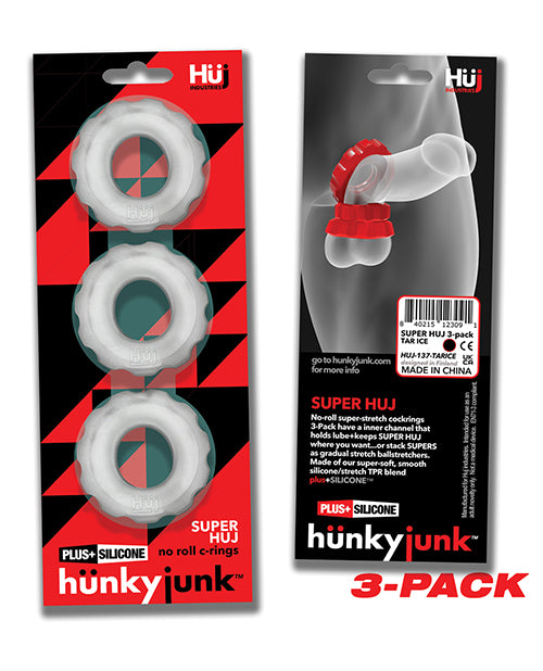 Hunky Junk Super Huj 3 Pack Cockrings - Ice