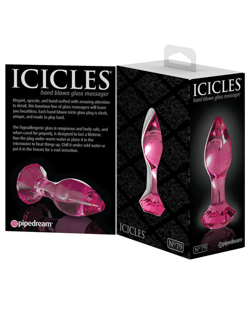 Icicles No. 79 Hand Blown Glass Diamond Butt Plug - Pink - Casual Toys