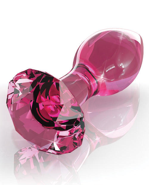 Icicles No. 79 Hand Blown Glass Diamond Butt Plug - Pink - Casual Toys