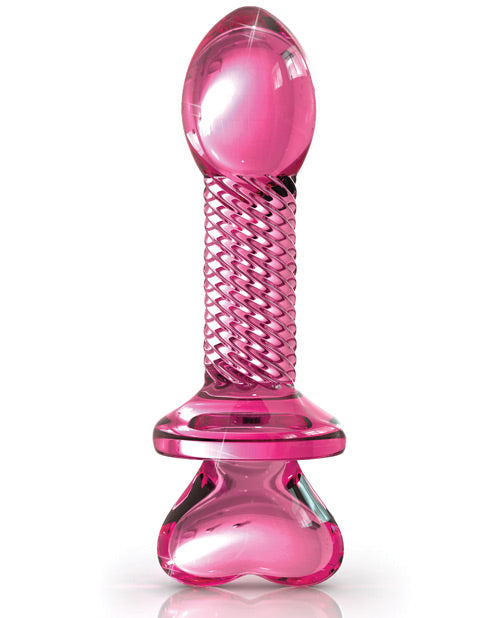 Icicles No. 82 Hand Blown Glass Butt Plug - Ribbed-pink - Casual Toys
