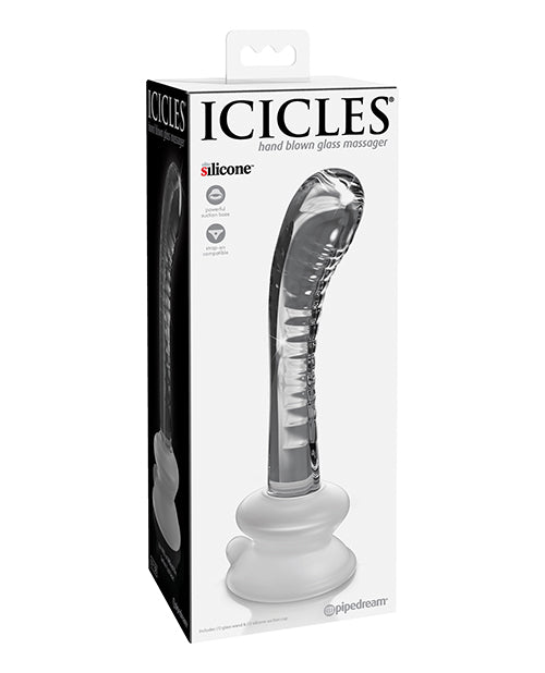 Icicles No. 88 Hand Blown Glass G-spot Massager W-suction Cup -  Clear - Casual Toys