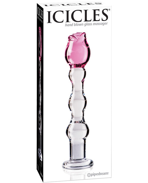 Icicles No. 12 Hand Blown Glass Massager - Clear W-rose Tip - Casual Toys