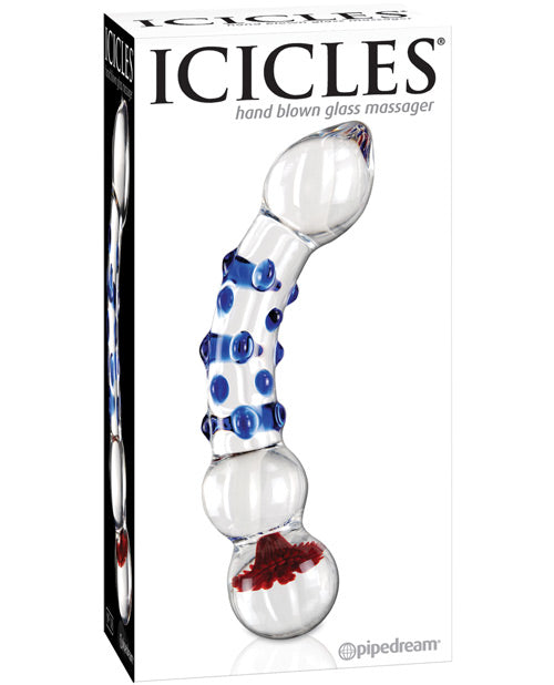 Icicles No. 18 Hand Blown Glass Massager - Clear W-blue Knobs - Casual Toys