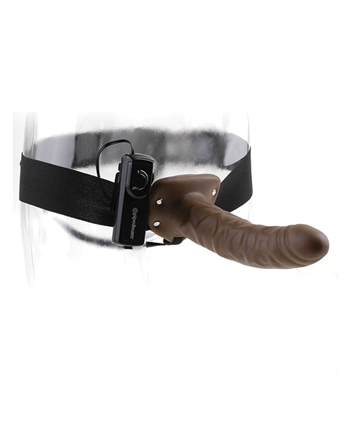 Fetish Fantasy Series 8" Vibrating Hollow Strap On - Brown - Casual Toys