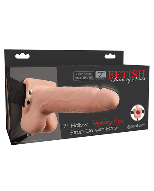 Fetish Fantasy Series 7" Hollow Rechargeable Strap On W-balls - Flesh - Casual Toys