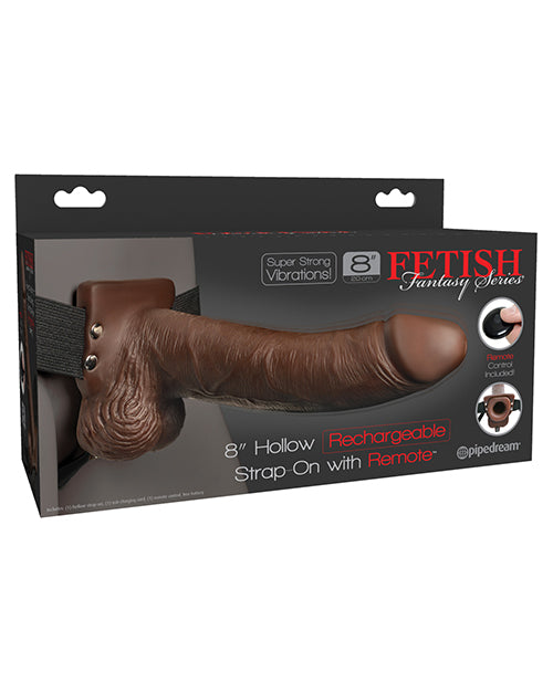 Fetish Fantasy Series 8" Hollow Rechargeable Strap On W-remote - Brown - Casual Toys