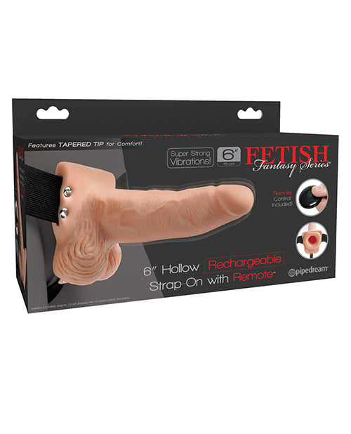Fetish Fantasy Series 6" Hollow Rechargeable Strap On W-remote - Flesh - Casual Toys