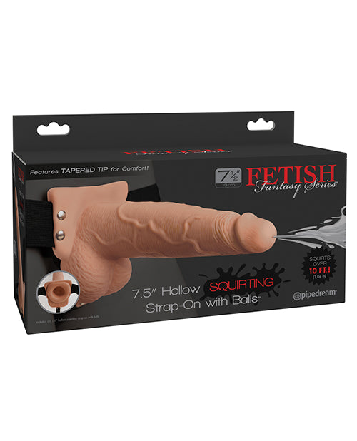 Fetish Fantasy Series 7.5" Hollow Squirting Strap On W-balls - Flesh - Casual Toys