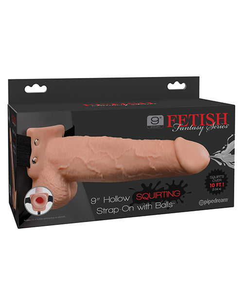 "Fetish Fantasy Series 9"" Hollow Squirting Strap On W/balls" - Casual Toys