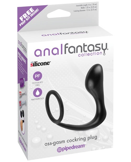 Anal Fantasy Collection Ass Gasm Cockring Plug - Black - Casual Toys
