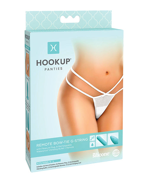 Hookup Panties Remote Bow Tie G String White - Casual Toys