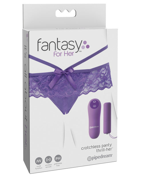 Fantasy For Her Crotchless Panty Thrill Her - Purple - Casual Toys