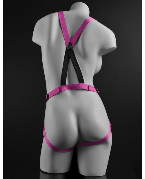Dillio 7" Strap-on Suspender Harness Set - Pink - Casual Toys