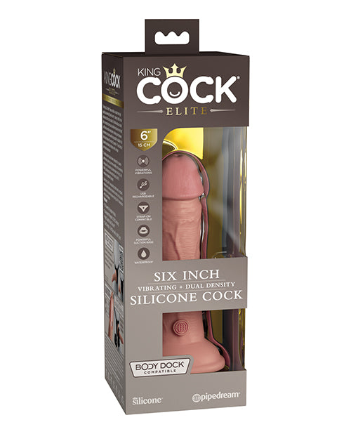 King Cock Elite 6" Dual Density Vibrating Silicone Cock - Casual Toys
