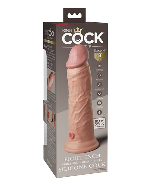 King Cock Elite 8" Dual Density Vibrating Silicone Cock - Casual Toys