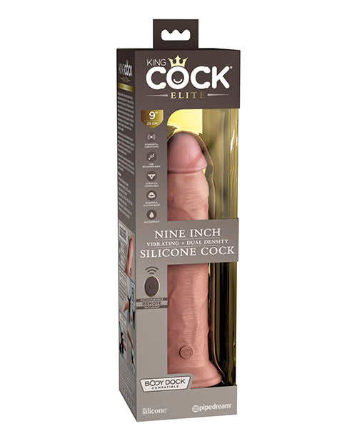 King Cock Elite 9" Dual Density Vibrating Silicone Cock W/remote - Casual Toys