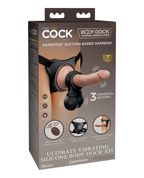King Cock Elite Ultimate Vibrating Silicone Body Dock Kit W-remote - Casual Toys