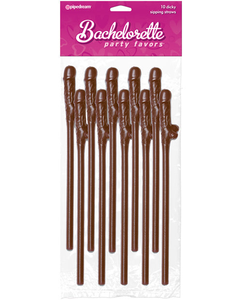 Bachelorette Party Favors Pecker Straws - Brown Pack Of 10 - Casual Toys