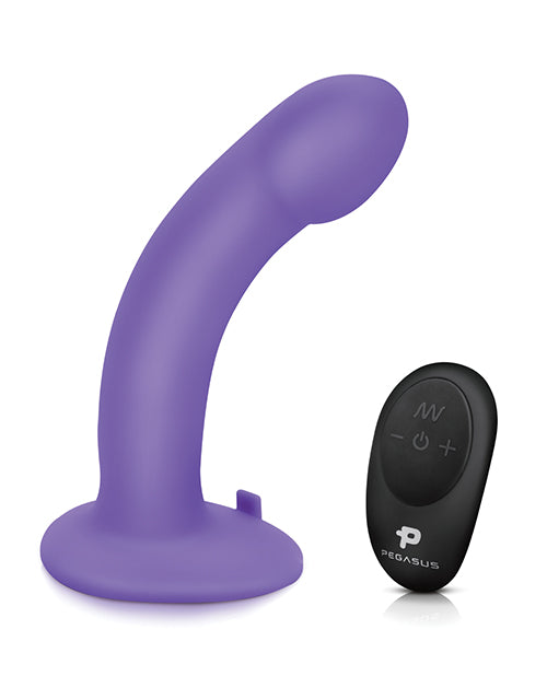 Pegasus 6" Rechargeable Curved Peg W-adjustable Harness & Remote Set - Purple - Casual Toys