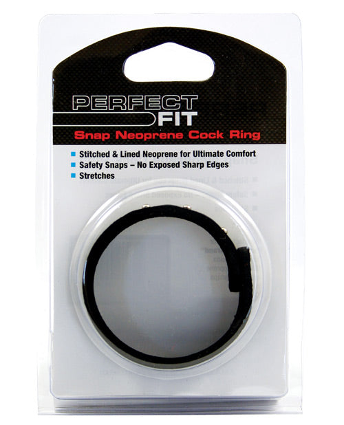 Perfect Fit Neoprene Snap Cock Ring - Black - Casual Toys