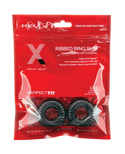 Xplay Gear Mixed Pack Ribbed Ring And Ribbed Ring Slim - Black - Pack Of 2 - Casual Toys