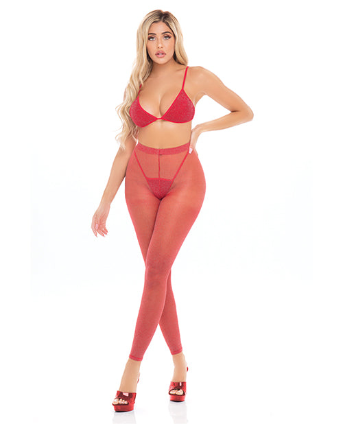 Pink Lipstick Tall Order Bra Top & Leggings O/s - Casual Toys